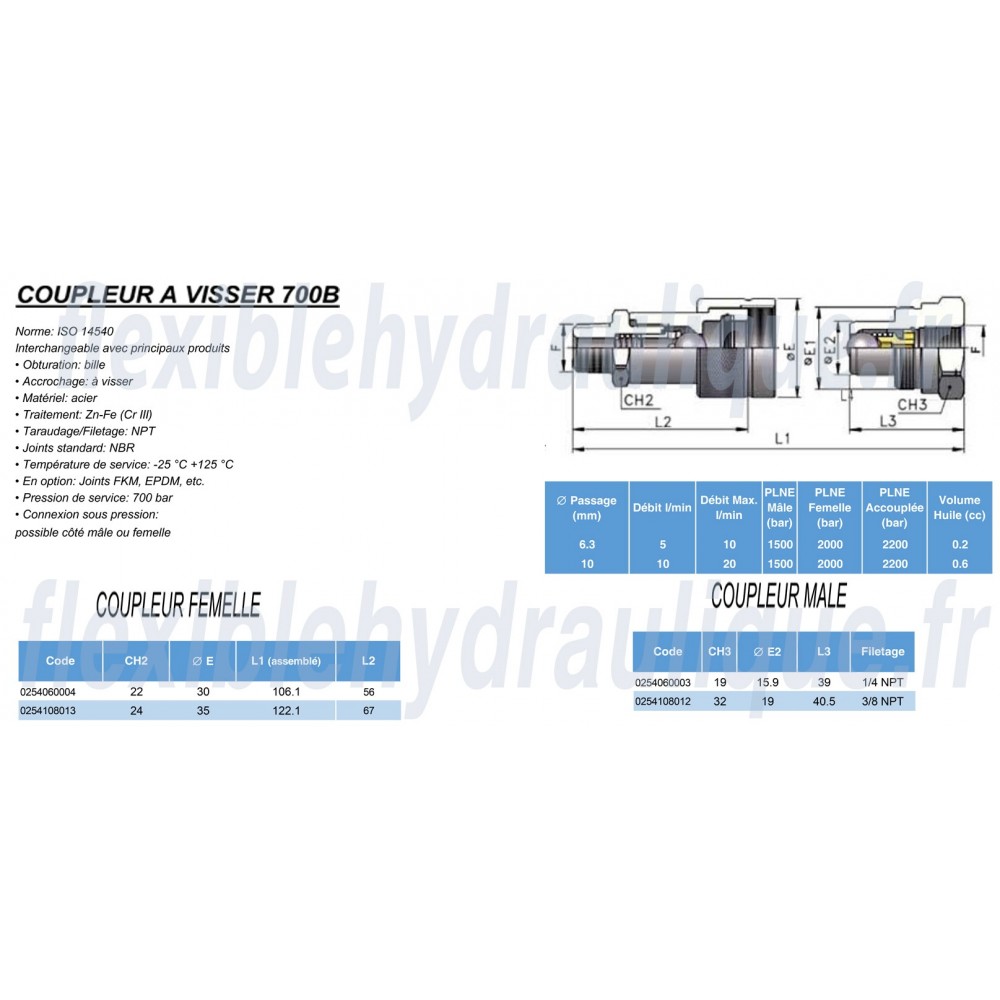 Adapteur Mâle Gaz Cylindrique 1"1/2 x Mâle NPT 1"1/2Fiche Technique