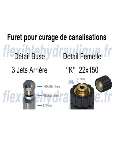FURET 20M avec Buse et Femelle 22x150Détail produit 1