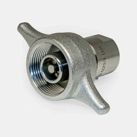 Coupleur hydraulique femelle à vis 1″ (type camion), raccord rapide robuste pour brancher la benne ou remorque hydraulique au circuit du camion – connexion étanche et sans fuite même sous fortes vibrations.