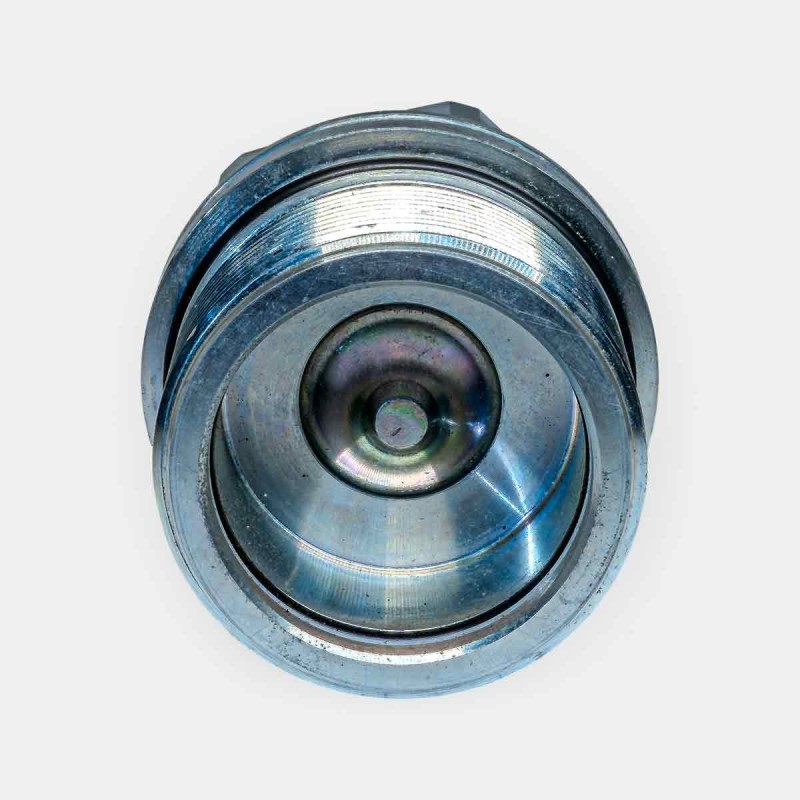 Coupleur femelle 38S à visser, raccord flexible sur pelle Liebherr, maintenance ligne huile grue, adaptation presses industrielles, remplacement sur centrale hydraulique TP, usage tracteur agricole, branchement remorque forestière.