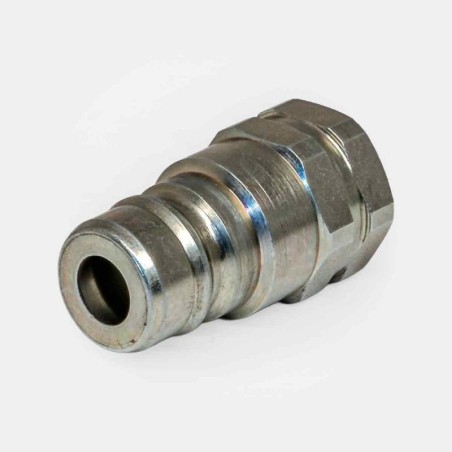 Coupleur hydraulique mâle 3/8″ passage libre (sans valve interne), assure une liaison directe du circuit sans chute de pression. Idéal pour la vidange rapide ou le diagnostic (raccordement d’un manomètre) sur un circuit hydraulique.