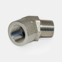 Adaptateur coude 45° femelle 3/4″ vers mâle 3/4″ pour flexible retour huile sur pelle Volvo, montage vérin de remorque benne, alimentation centrale grue, réparation convoyeur agricole, transformation installation irrigation à pivot