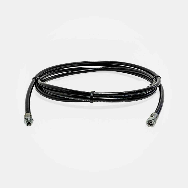 Flexible furet 5 m pour débouchage de canalisations, livré sans buse (connexion femelle 1/4″ BSP). S’utilise avec un nettoyeur haute pression : le tuyau haute pression souple progresse dans la canalisation et désagrège les bouchons lorsqu’une buse de curage y est fixée.