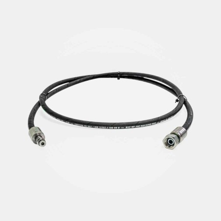 Flexible haute pression 10 m (tube Ø6 mm) pour nettoyeur eau froide – gaine noire lisse, renforcement textile/acier supportant 200 bar. Équipé de raccords rapides M22 femelles, compatible nettoyeurs grand public et professionnels (type Kärcher).