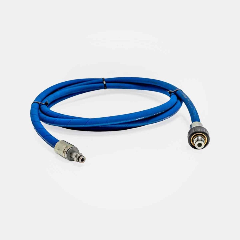 Flexible haute pression 10 m bleu F22+EL, nettoyage engin chantier et moissonneuse, lavage façade entrepôt, entretien ligne logistique industrielle, raccord rapide sur nettoyeur professionnel, décontamination convoyeur, maintenance équipement communal.