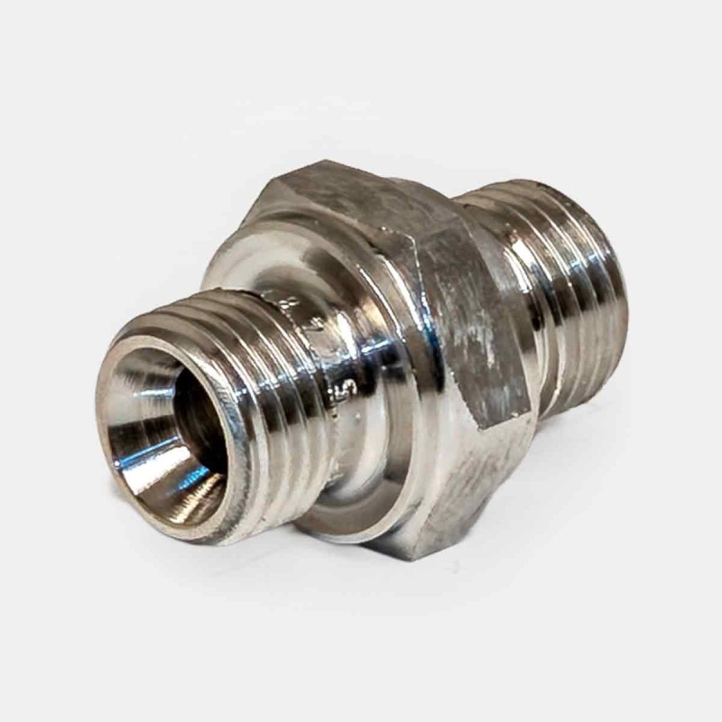 Adaptateur droit inox MBSPCT 3/4″ mâle-mâle, raccord rapide pour flexible alimentaire, montage pompe inox sur station filtration, maintenance centrale hydraulique process, branchement installation lavage industriel ou agroalimentaire.