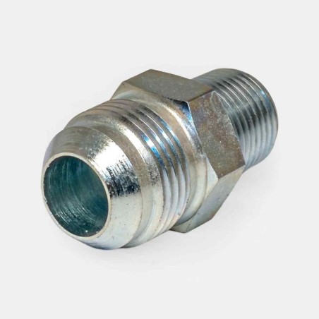 Raccord JIC 1/2″‑20 UNF vers BSP 1/4″ conique pour instrumentation hydraulique sur moissonneuse, capteur de pression usine, maintenance flexible atelier