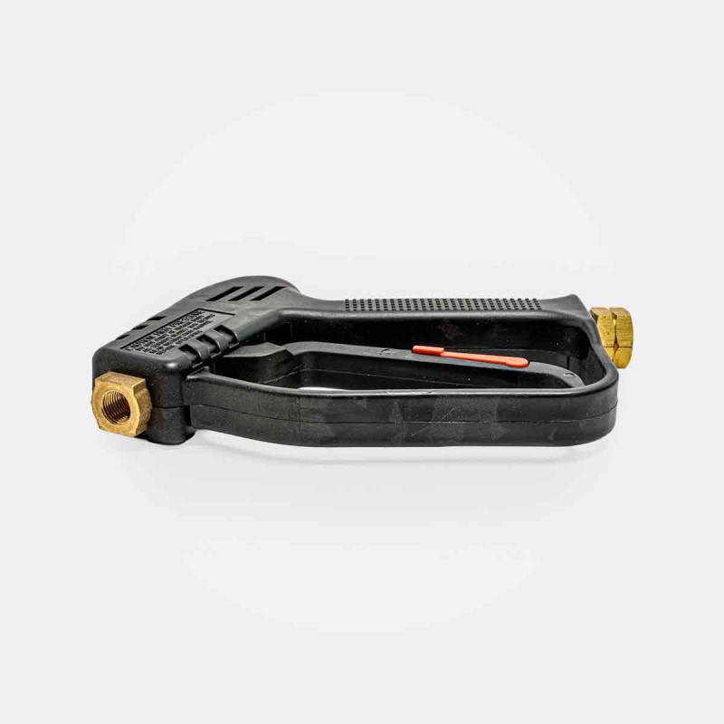 Pistolet de lavage haute pression universel (modèle Vega), avec poignée ergonomique et gâchette de sécurité. Supporte jusqu’à 250 bar, idéal pour nettoyeur HP professionnel. Raccord d’entrée standard (M22) compatible avec la plupart des flexibles haute pression.