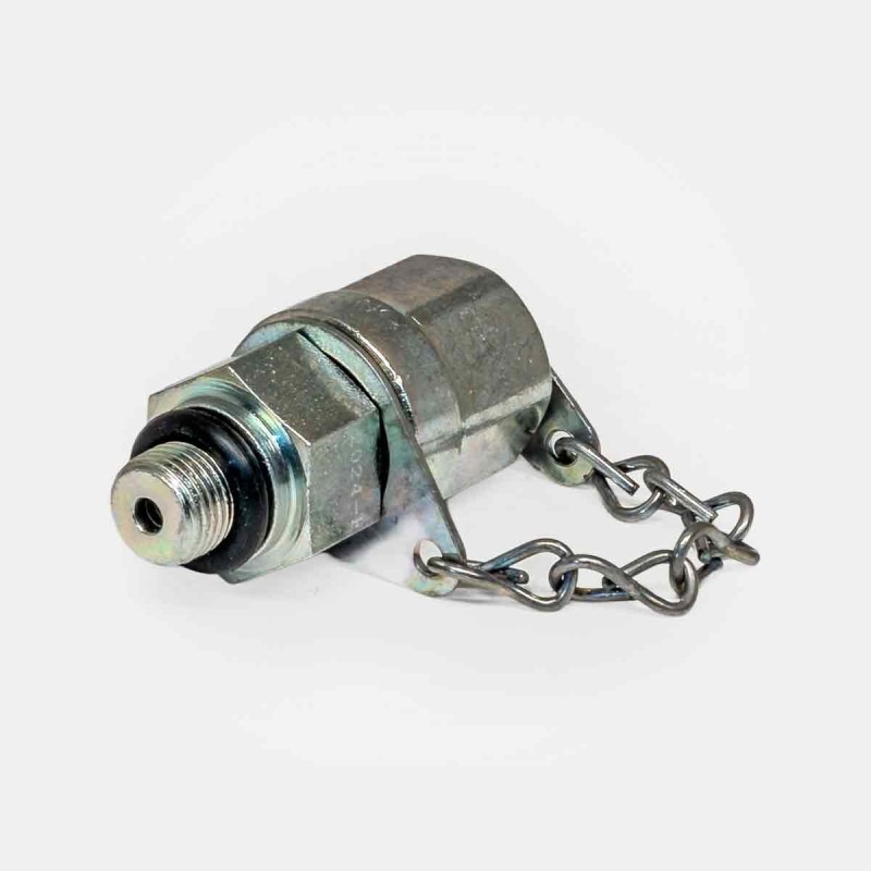 Prise de pression 16×200 mâle 3/8 UNF avec clapet automatique – connexion manomètre sur centrale hydraulique de grue, test circuit huile camion, instrumentation atelier mécanique