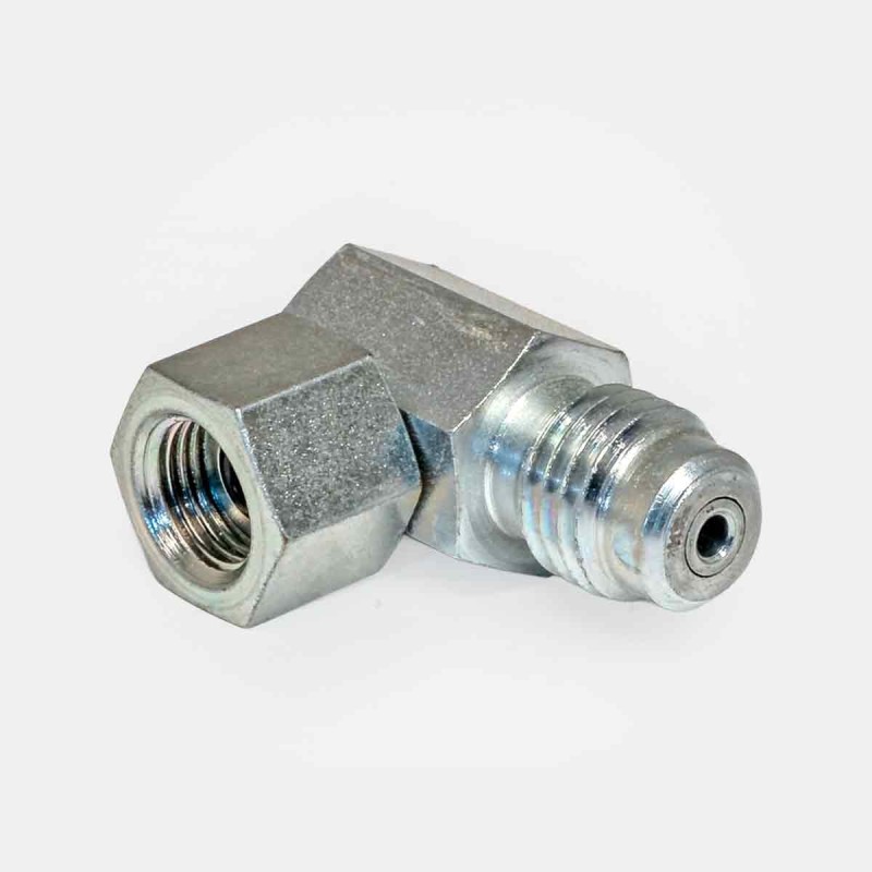 Prise de pression coudée 90° M16x200 vers 1/4 mano, installation manomètre sur cabine tracteur, contrôle circuit lubrification presse industrielle, test hydraulique pompe agricole, raccord capteur pression flexible atelier, maintenance équipements TP.
