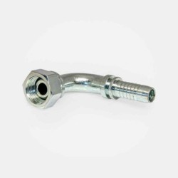 Embout sertir coude 90° SJ‑S19 BSP 3/4″ pour raccord flexible pelle chantier, instrumentation ligne tri, maintenance circuit graissage engin forestier ou centrale hydraulique usine