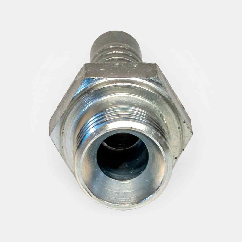 Embout à sertir mâle SJ‑S25 BSP 1″ pour flexible hydraulique poids lourd, montage circuit presse industrielle, adaptation vanne automatisée BTP, maintenance machine logistique, raccordement équipement agricole ou TP.