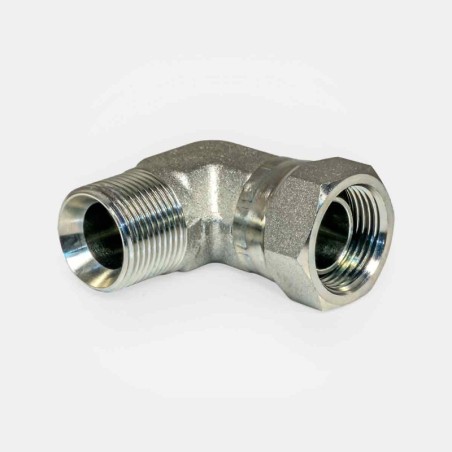 Raccord coude 90° TBSP 3/8″ mâle-gaz tournant pour montage flexible mini-pelle, adaptation circuit sur distributeur automatique, entretien vérin robot industriel, branchement sur centrale de graissage