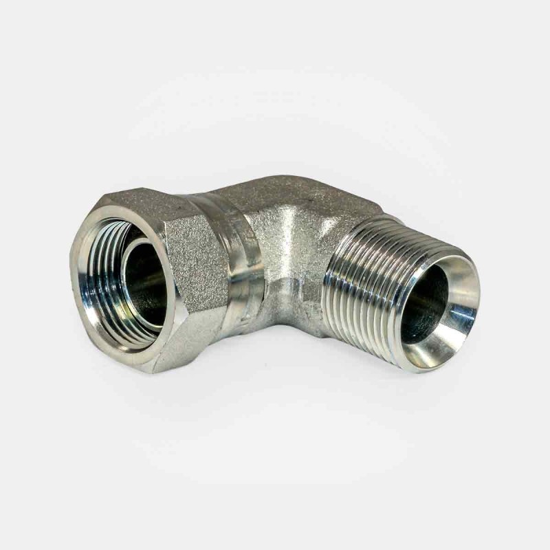 Raccord coude 90° TBSP 3/8″ mâle-gaz tournant, montage flexible mini-pelle, adaptation circuit distributeur automatique, entretien vérin robot industriel, branchement centrale de graissage agricole.
