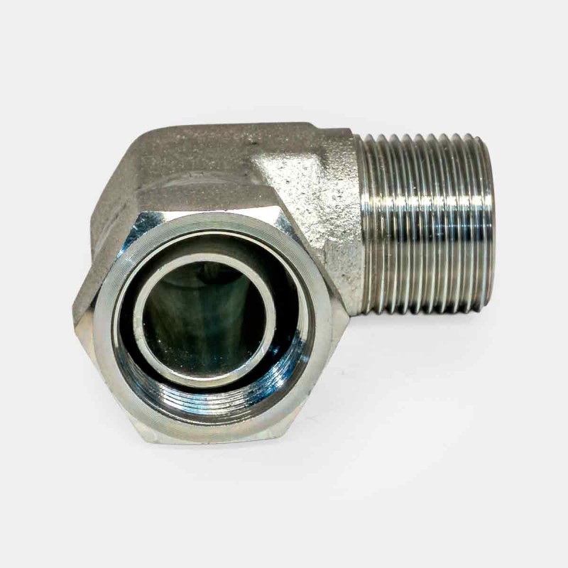 Raccord coude 90° TBSP 3/8″ mâle-gaz tournant, montage flexible mini-pelle, adaptation circuit distributeur automatique, entretien vérin robot industriel, branchement centrale de graissage agricole.