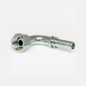 Embout sertir coude 90° SJ‑S19 BSP 3/4″ pour raccord flexible pelle chantier, instrumentation ligne tri, maintenance circuit graissage engin forestier ou centrale hydraulique usine