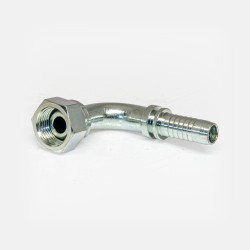 Embout sertir coude 90° SJ‑S19 BSP 3/4″ pour raccord flexible pelle chantier, instrumentation ligne tri, maintenance circuit graissage engin forestier ou centrale hydraulique usine